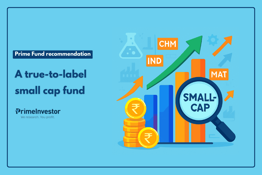 Vector illustration showing financial growth in small-cap stocks with sector icons and an upward trending graph symbolizing investment opportunities and portfolio strategy.